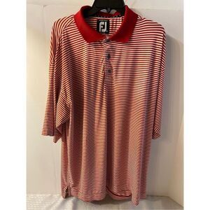 FootJoy FJ pro dry lisle polo shirt‎ xl red striped CA#28544